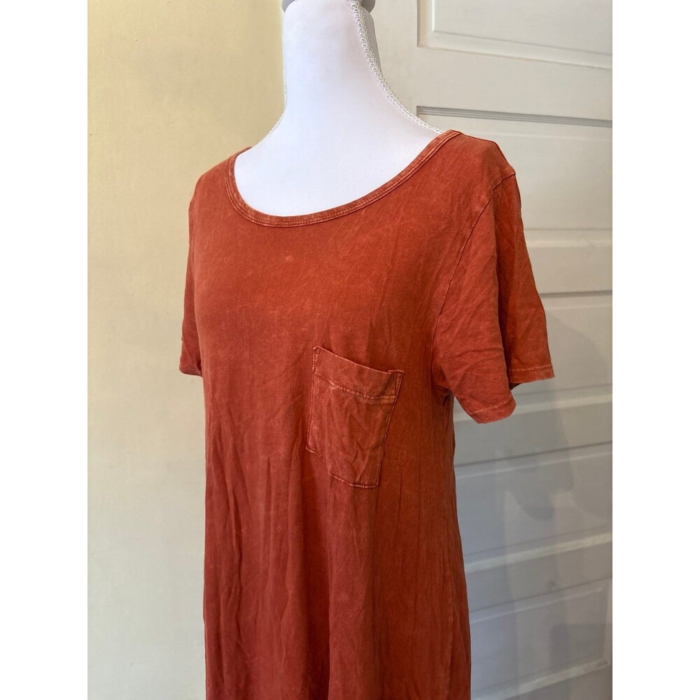 Women's dress LuLaRoe pockets high low rust orange cotton summer party basic